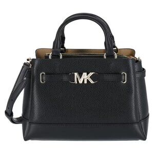 Michael Kors Outlet Reed Small Two-Tone Pebbled Leather Belted Satchel